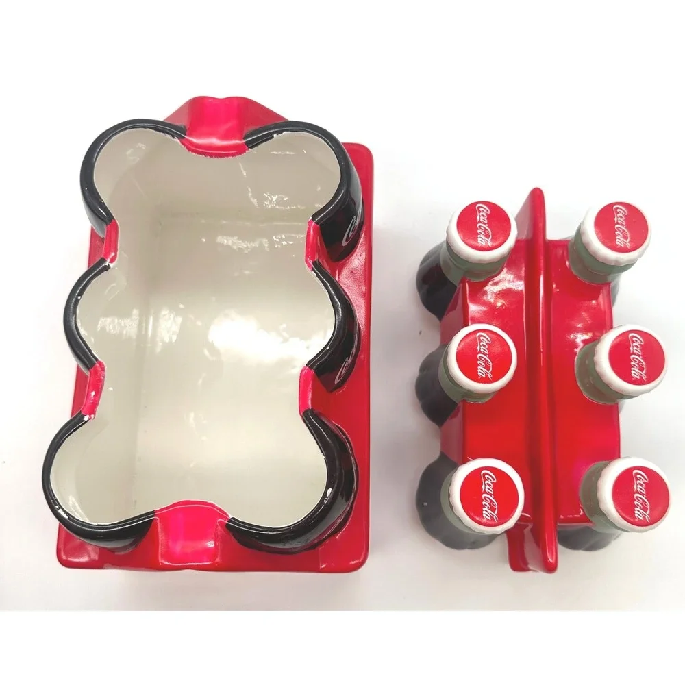 Coca-Cola Gibson Ceramic 6-Pack Bottle Carrier Cookie Jar Red White 2001 Vintage